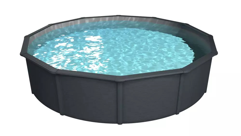 Steinbach Stahlwand Swimming Pool Set 'Nuovo De Luxe', Anthrazit / Silbergrau, Ø 550 X 120 Cm, Ohne Zubehörset