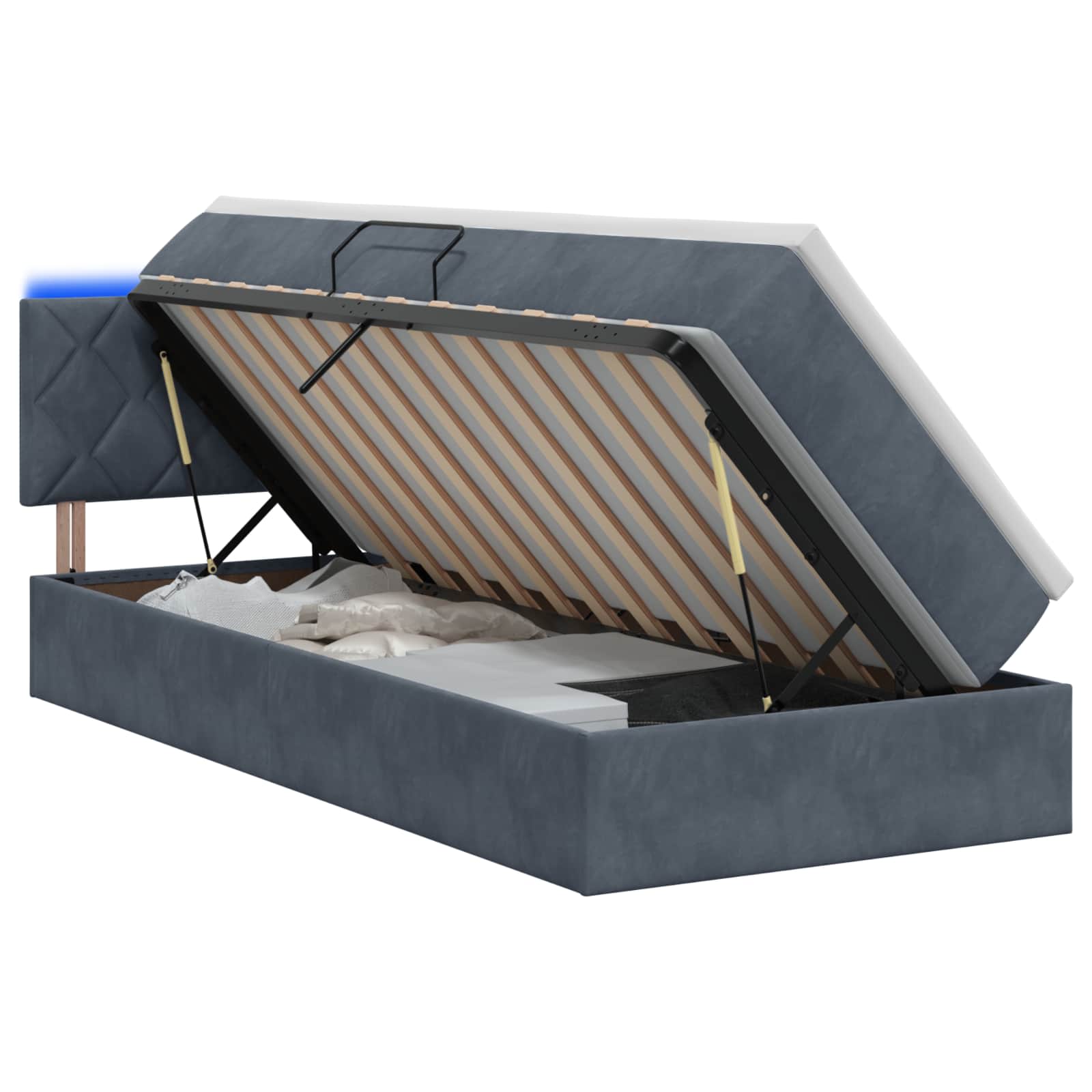 Vidaxl Dunkelgrau Led-Speicherbett Mit Matratze 90 X 190 Cm Samt