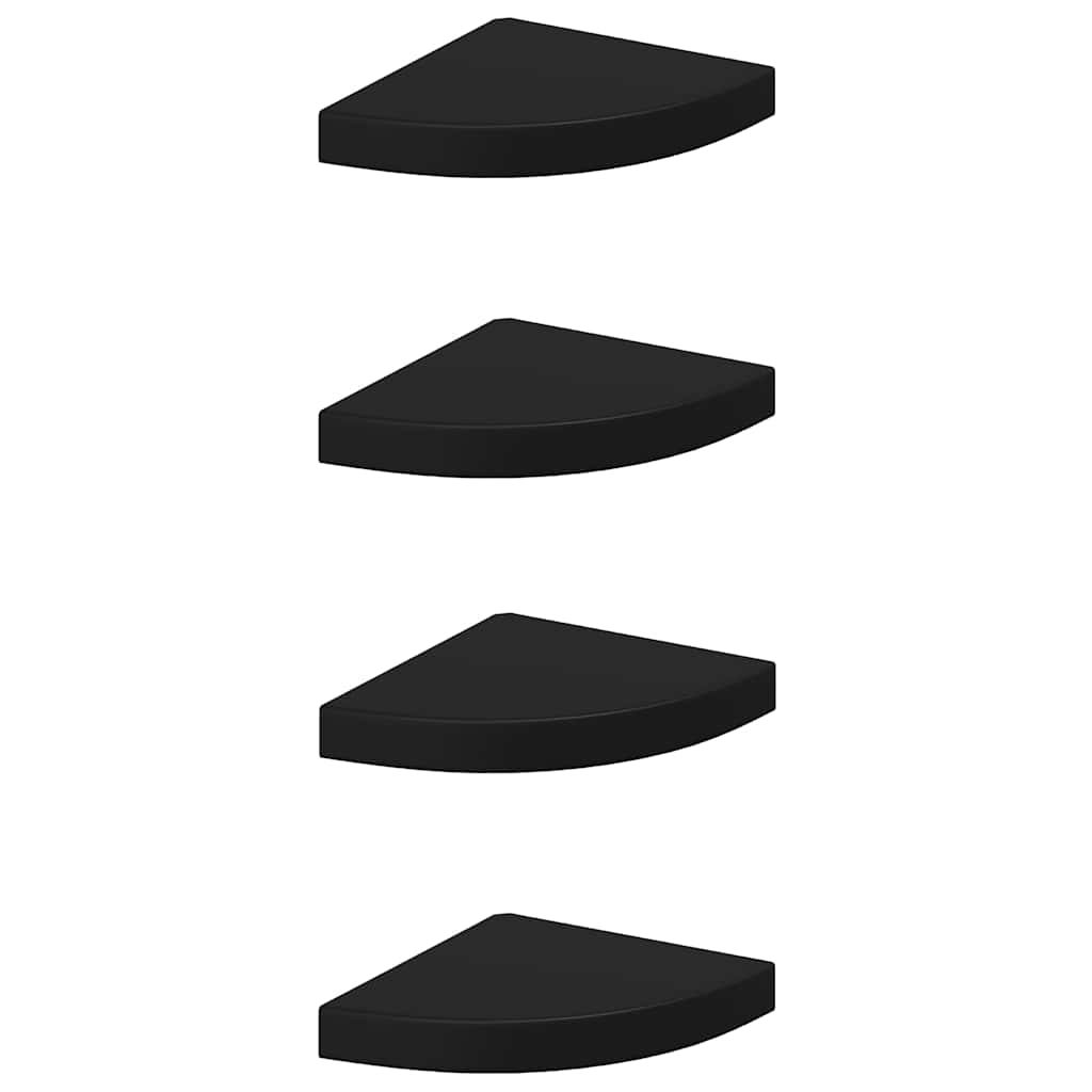 Vidaxl Schwarz Floating Corner Shelves 4 Pcs Black 25X25x3,8 Cm Mdf