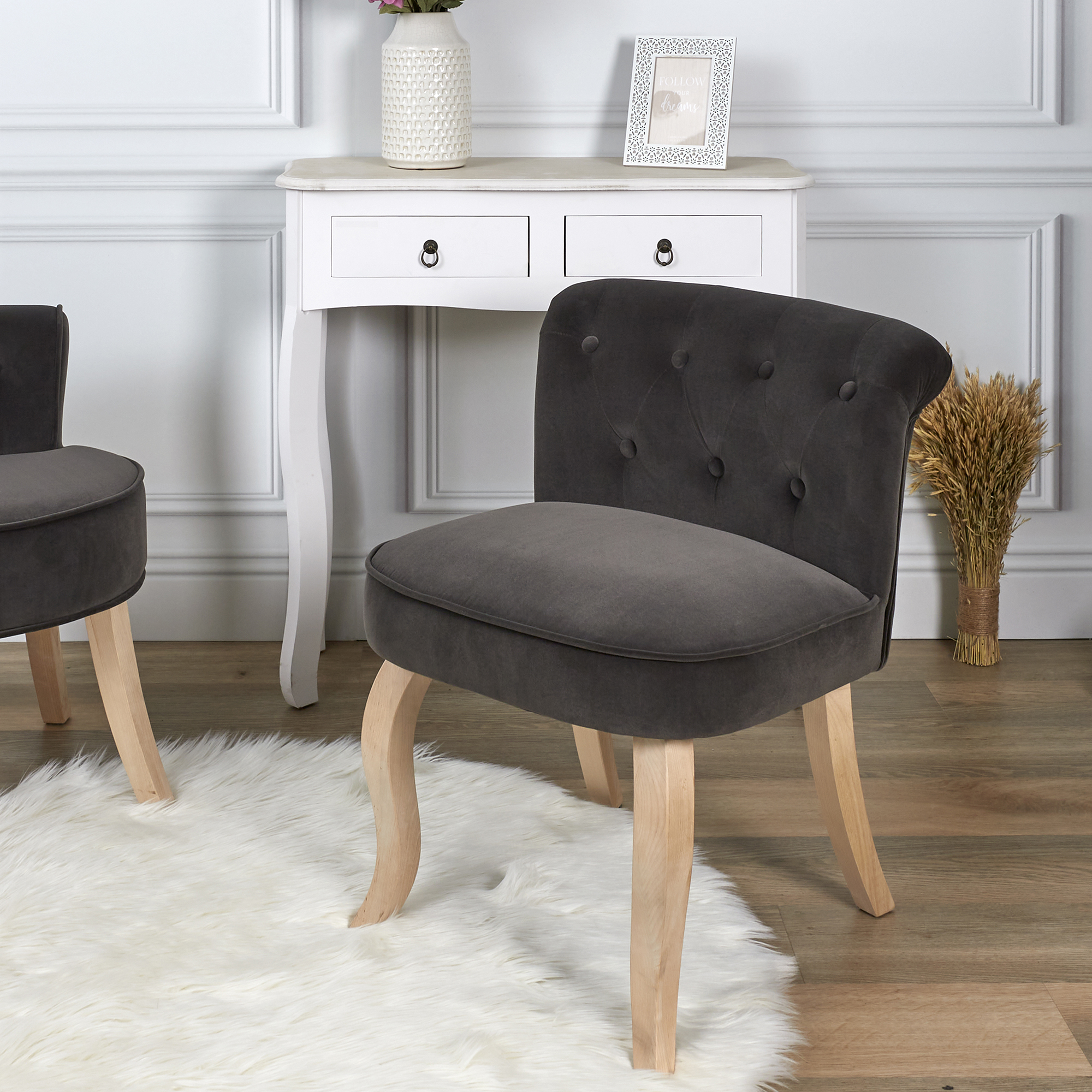Fauteuil - Home Deco Factory - Eleonor - Velours - Gris