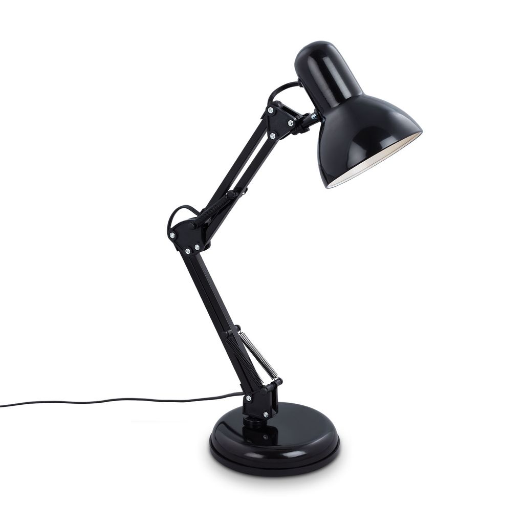 Tischleuchte Tischlampe Drehbar Kabelschalter 1xe14 40w Schwarz Metall Brilo Ner
