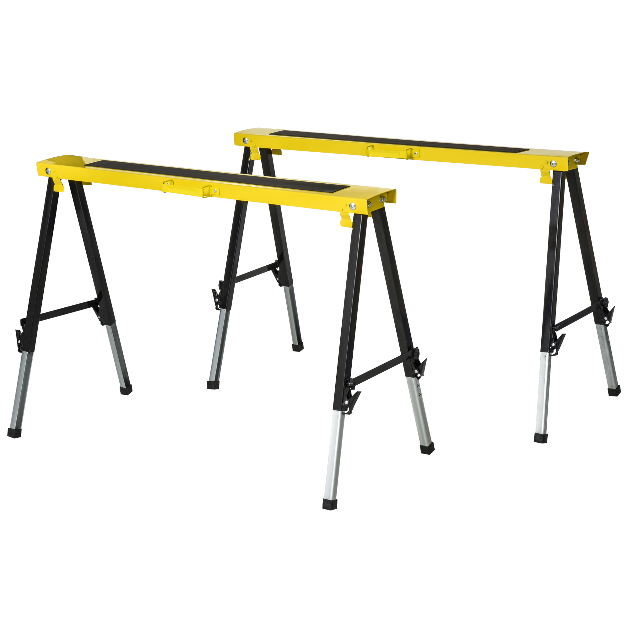 Tréteaux pliants télescopiques à hauteur réglable, métal, surface antidérapante EVA, lot de 2