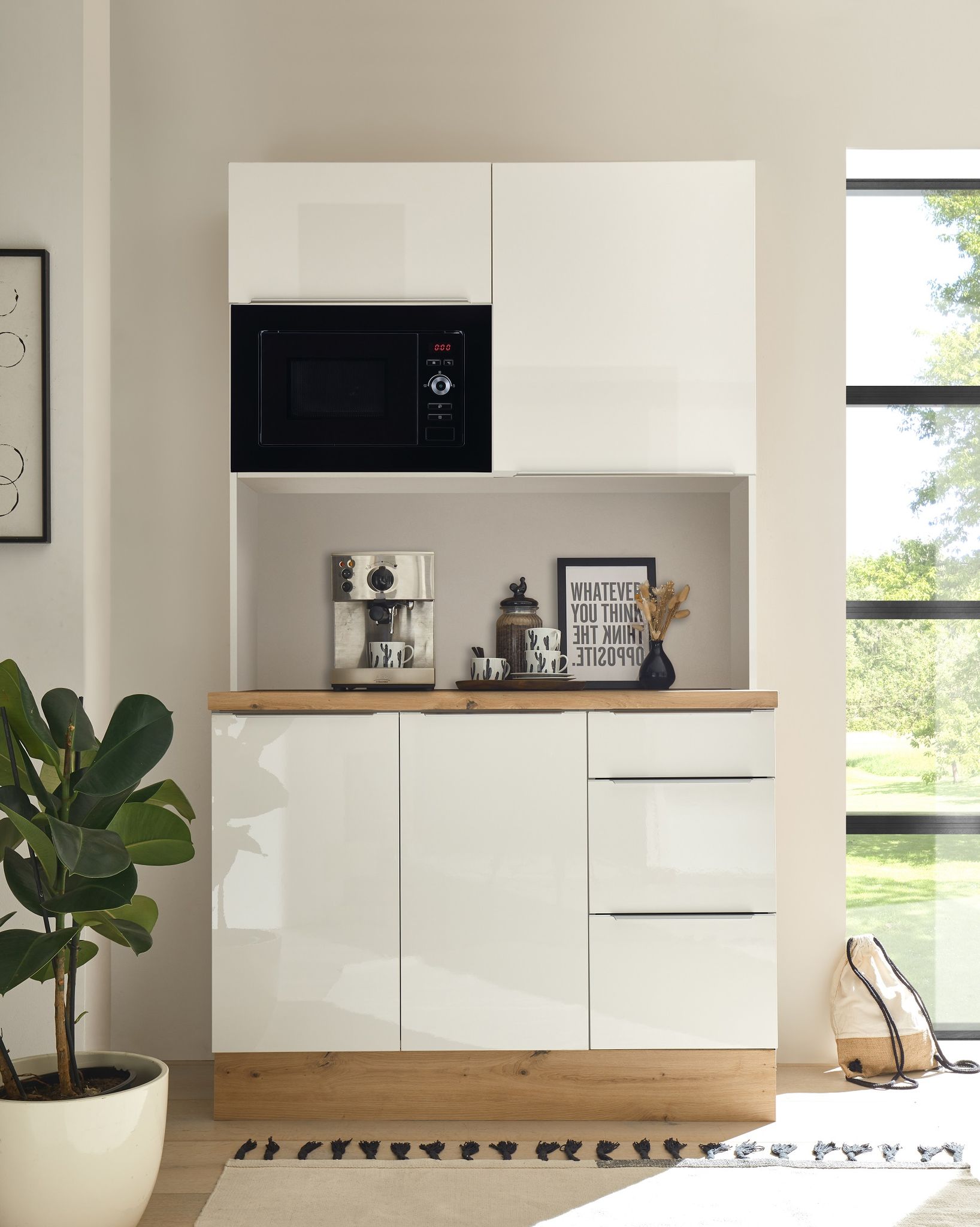 Küchen Buffet Marleen Premium 120 Cm Weiß Artisan Eiche Respekta