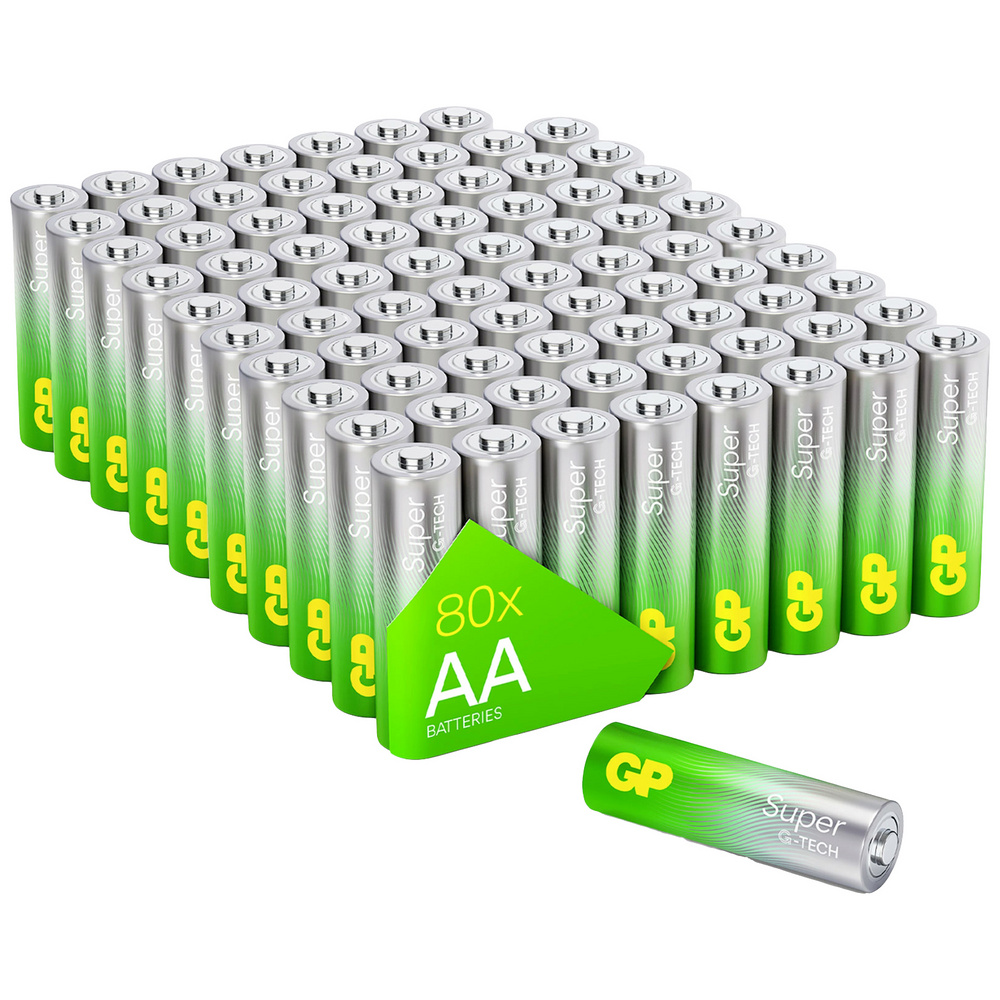 GP Super Alkaline Batterien AA 1,5V, ideal für die Stromversorgung von Geräten des täglichen Bedarfs, Neue G-TECH-Technologie, 80 Stück AA Batterien im Vorratspack - Bild 4