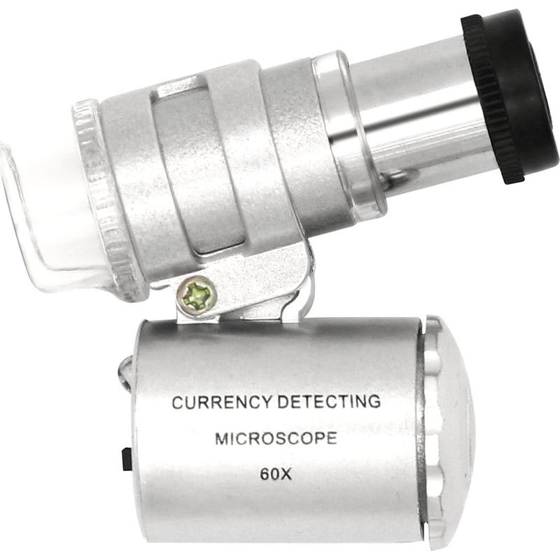 Loupe de poche LED 60x avec éclairage UV et loupe réglable, détection de devises