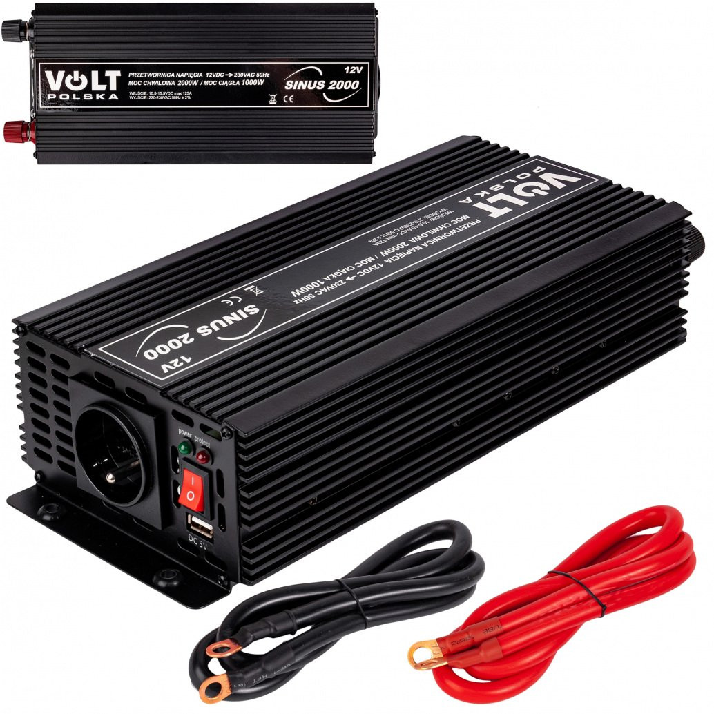 Volt Polska Wechselrichter Spannung 12Vdc Ausgang 230Vac 1000W Pure Wave Sinus-2000-12V