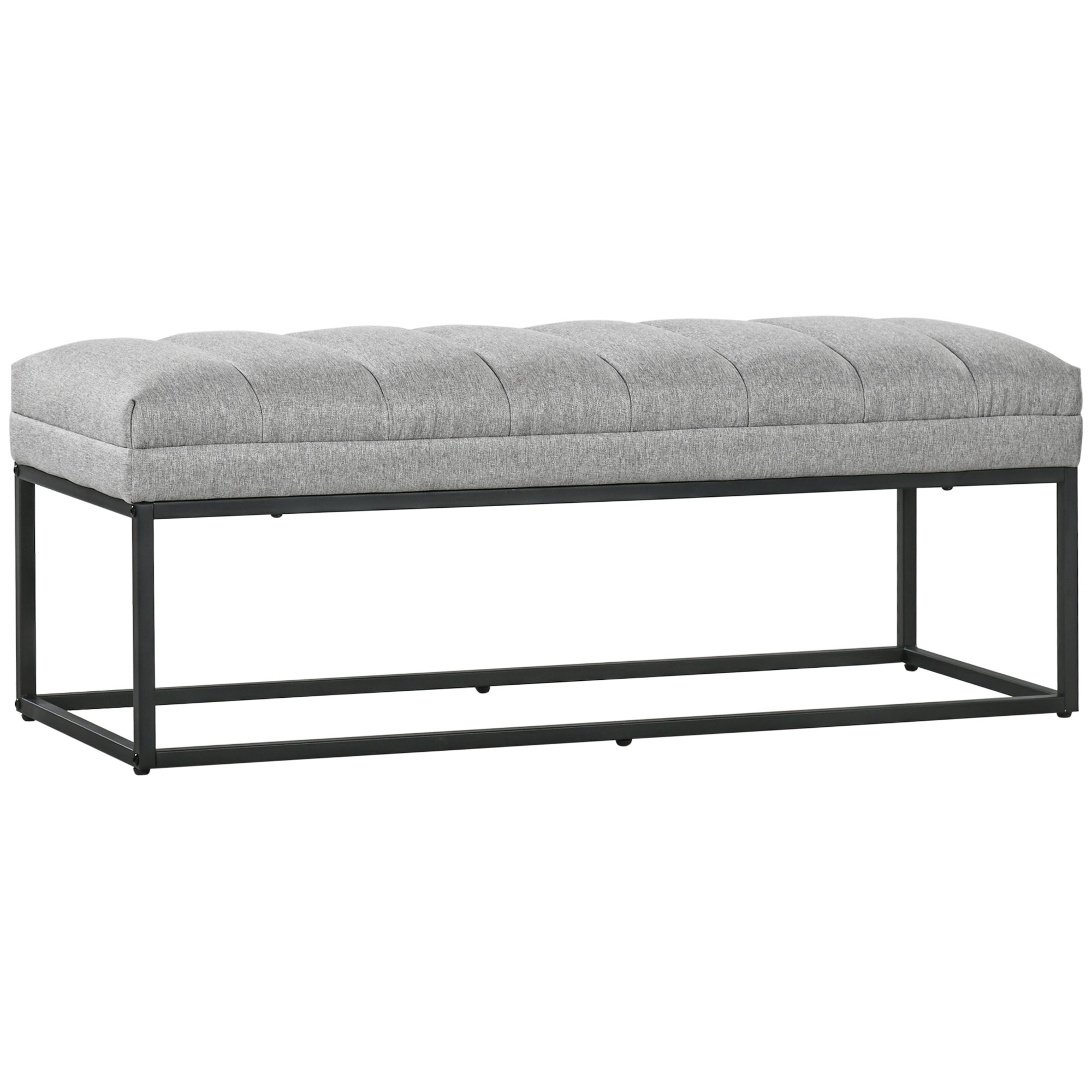 Homcom - Sitzbank Polsterbank In Leinenoptik, Bettbank Mit Stahlbeinen, Schuhbank Für Schlafzimmer, Wohnzimmer, Flur, Bis 200 Kg Belastbar, 120 X 44 X 45,5 Cm, Hellgrau