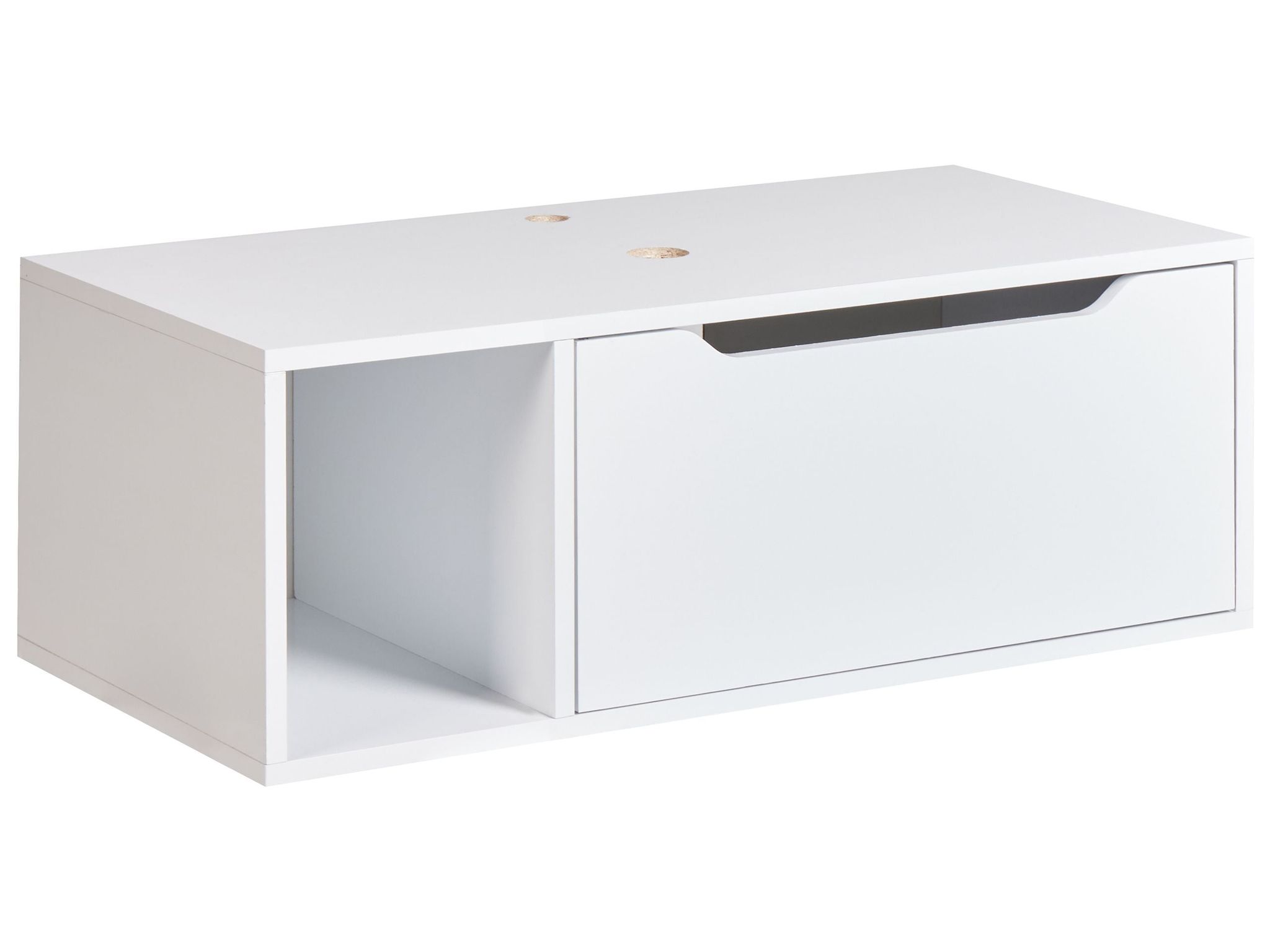 Beliani - Wall Mounted Suspended Bathroom Cabinet Fluted Front 2 Shelves 80 X 40 Cm White Marble Cascavel
