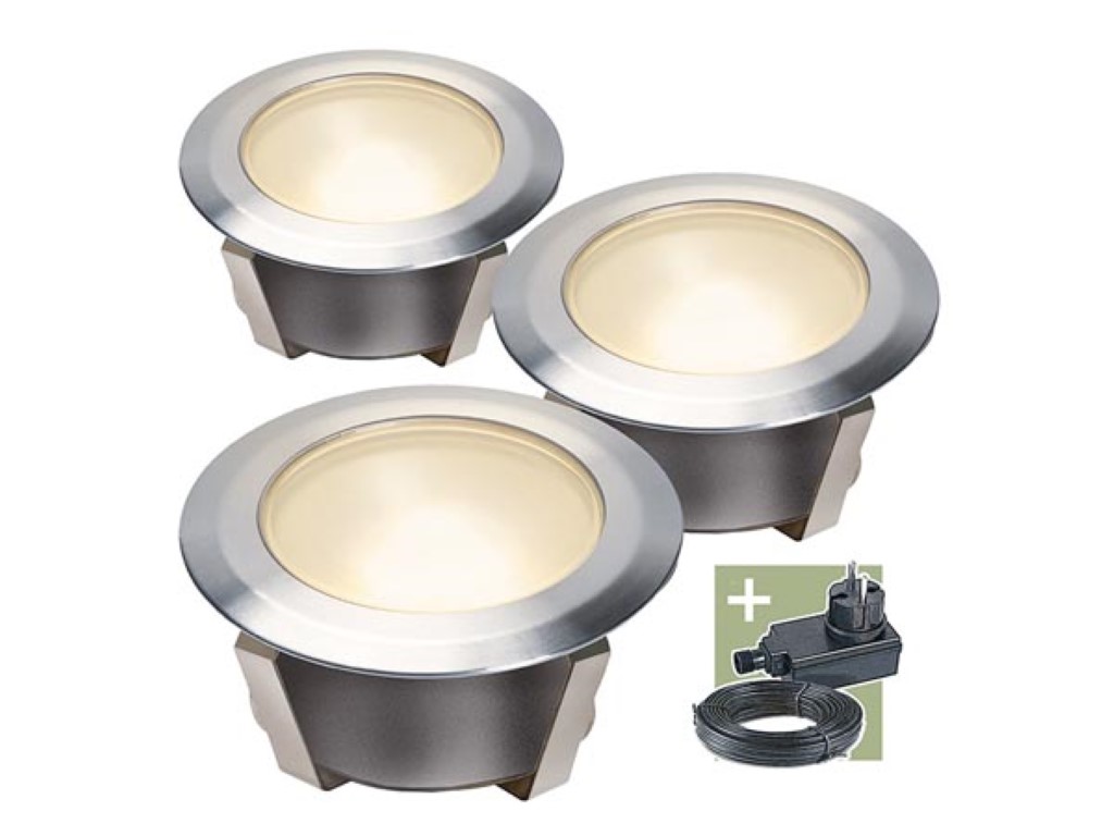 Ludeco Weiss Gartenbeleuchtung, - Olan 40 - Einbauleuchte - 3Er-Set - 12 V - 16 Lm - 0.25 W - Warm (16 Lm) - Bild 3