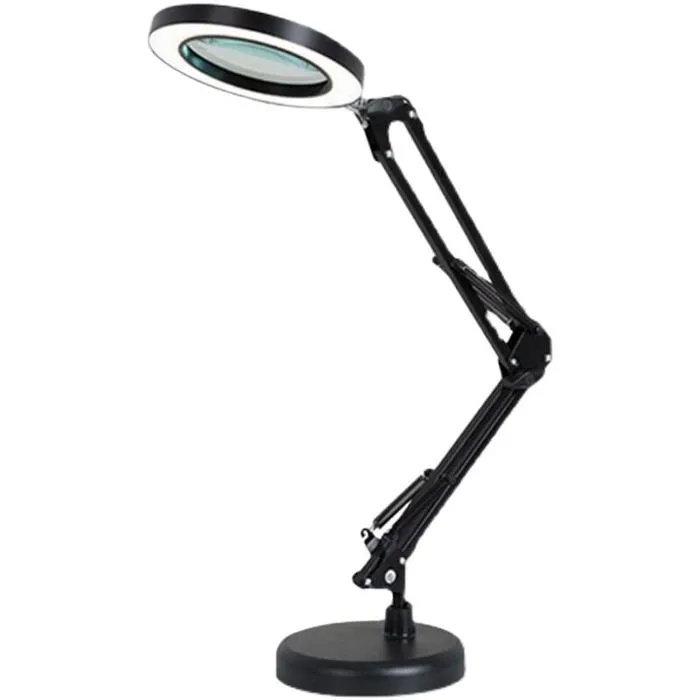 Lampe loupe de bureau LED 5x, bras rotatif réglable, lentille en verre, pour entretien et couture