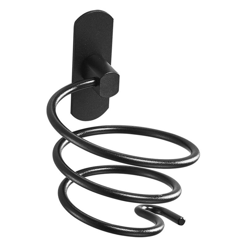 Porta Asciugacapelli Adesivo Forte, Autoadesivo, Alluminio, Finitura Opaca, Nero