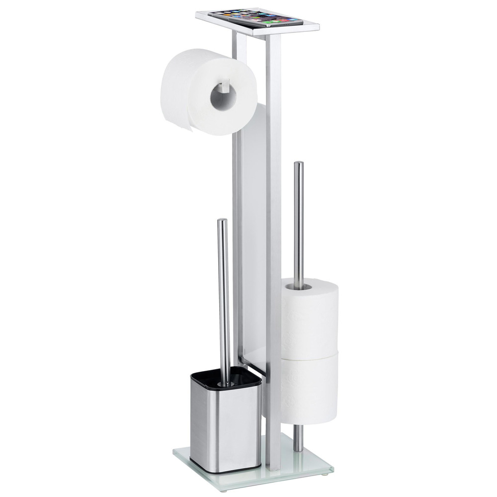 Stand Wc-garnitur Debar Mit Ablage, Toilettenpapierständer, Edelstahl, Silber Wenko
