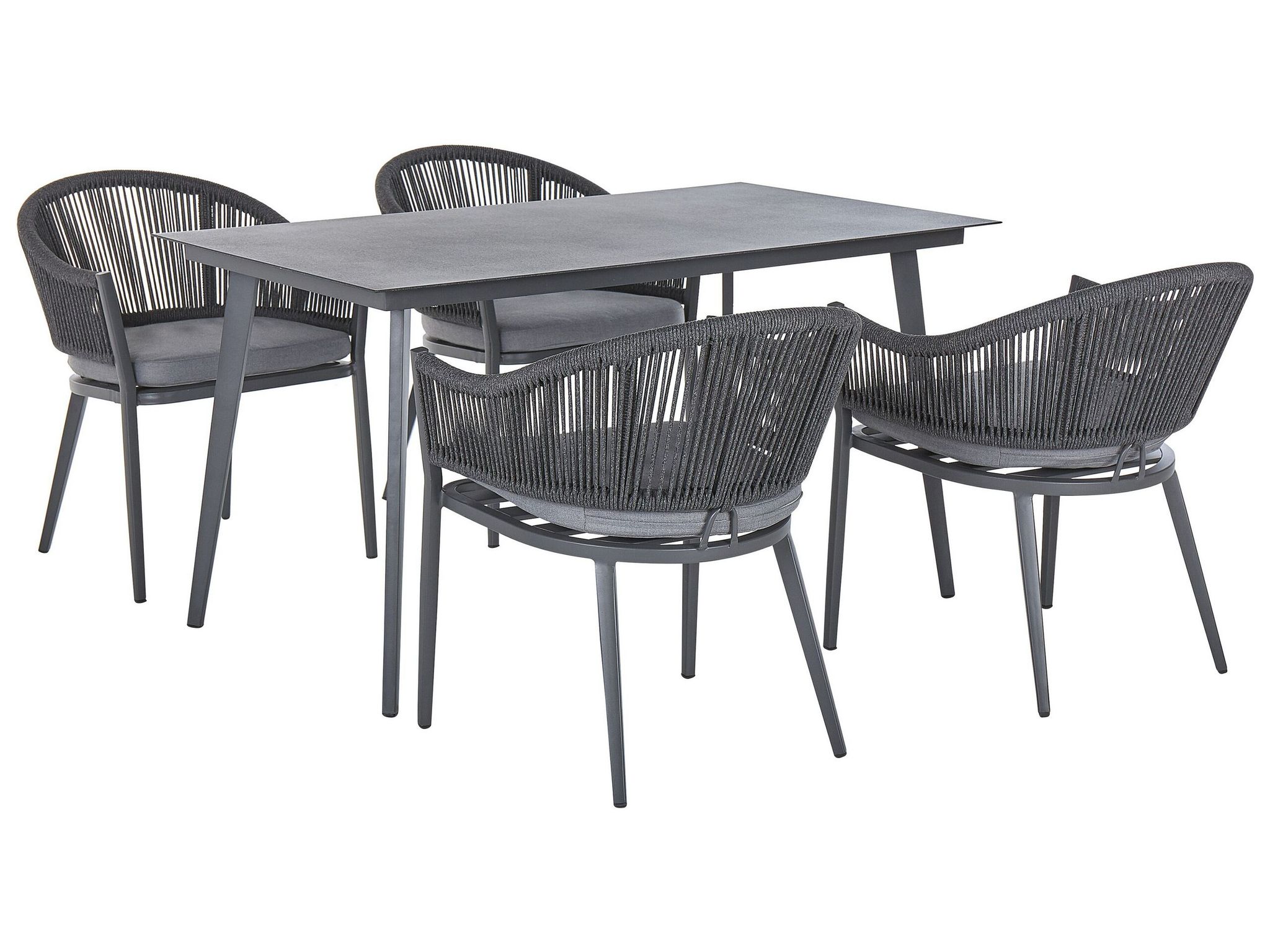 Beliani Garden Dining Set 4 Seater Mileto With Cushions Metal Grey
