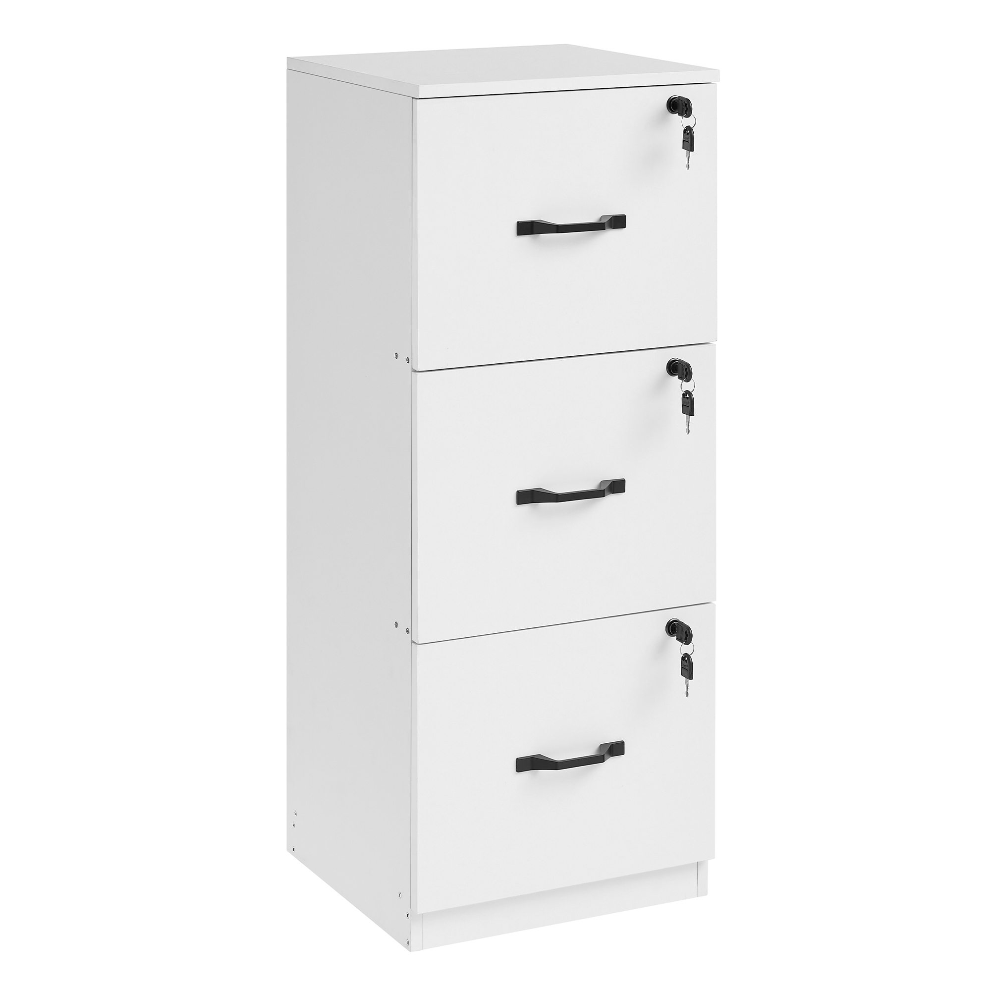 Vasagle - Caisson De Bureau À 3 Tiroirs, Meuble De Rangement De Document, Support D'Imprimante, 3 Tiroirs Verrouillables, Rail De Suspension Réglable, Pour Dossiers A4, Blanc
