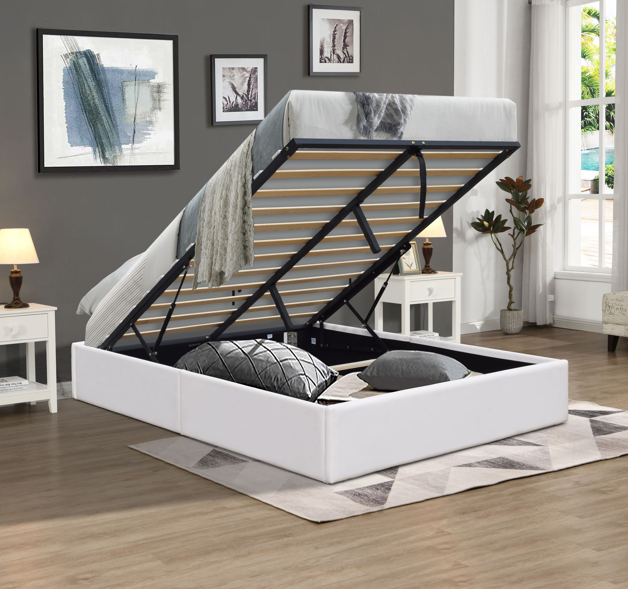 King Of Dreams – Lit Coffre 120x200 Cm Avec 12 Lattes – Sommier En