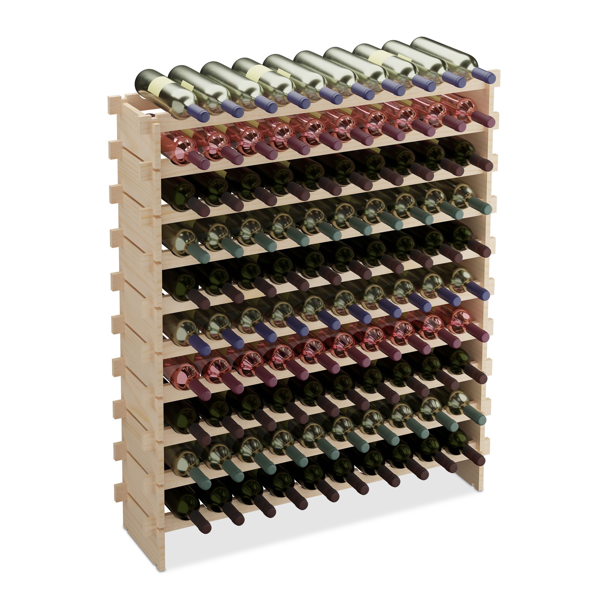 Relaxdays – Casier À Vin Extensible 100 Bouteilles En Bois De Pin