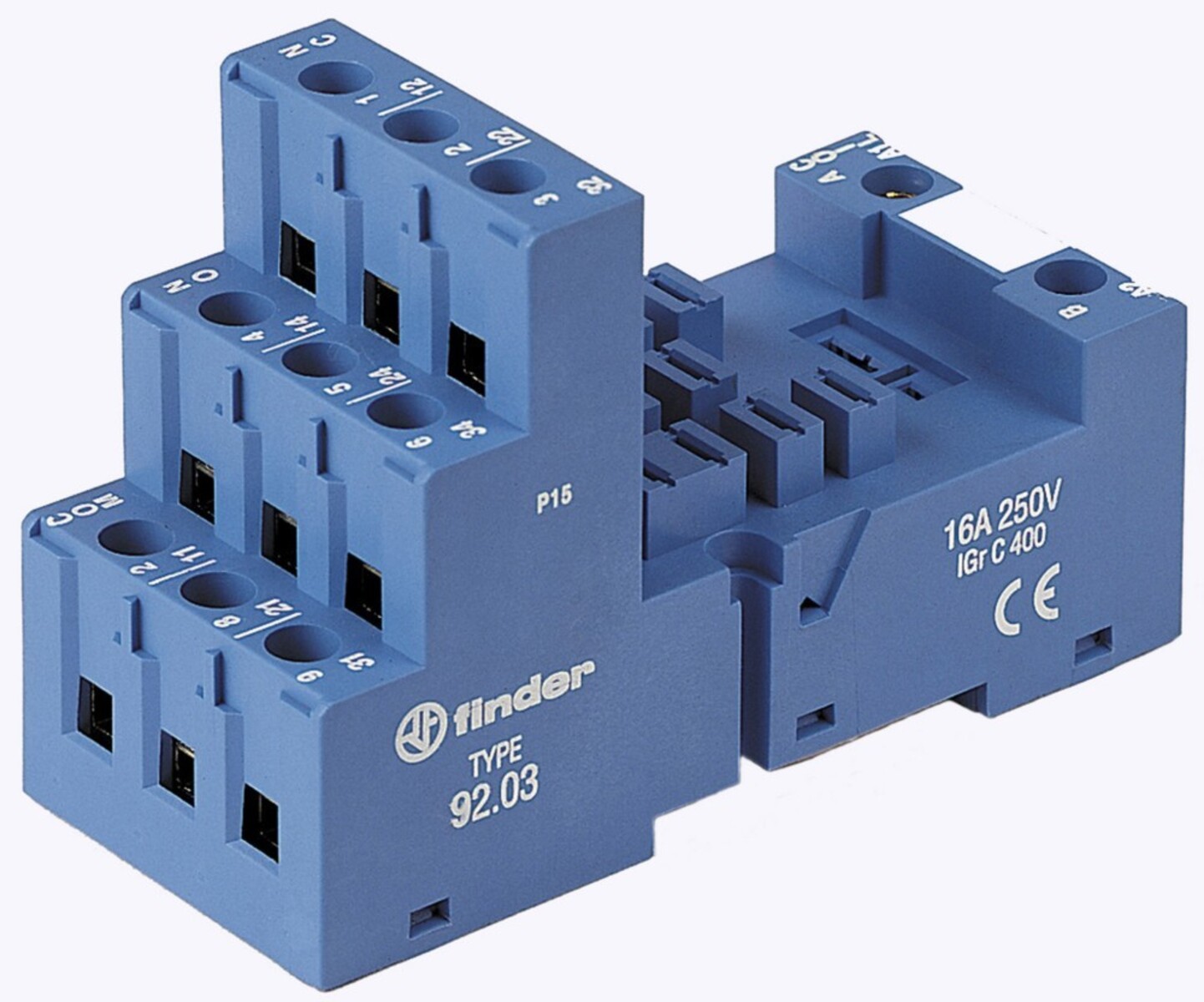 2x Finder 92.03 9203 16A-250VAC Relaissockel / Relay Socket blau -unused- - Bild 4