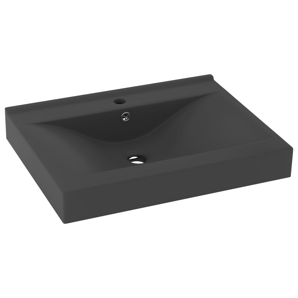 Vidaxl Dunkelgrau - Luxus-Waschbecken Mit Hahnloch Matt- 60X46 Cm Keramik