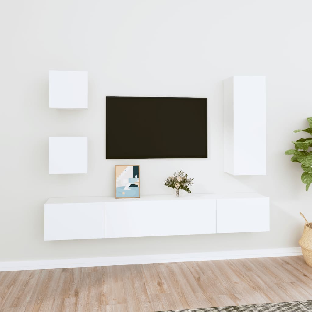 5-tlg. Tv-schrank-set Weiß Holzwerkstoff - Vidaxl