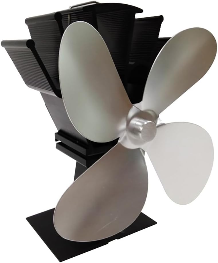 Ventilatore Per Stufa A Legna Hot Blast A 4 Pale, Risparmio Di Carburante, Riscaldamento Ecologico - Grigio