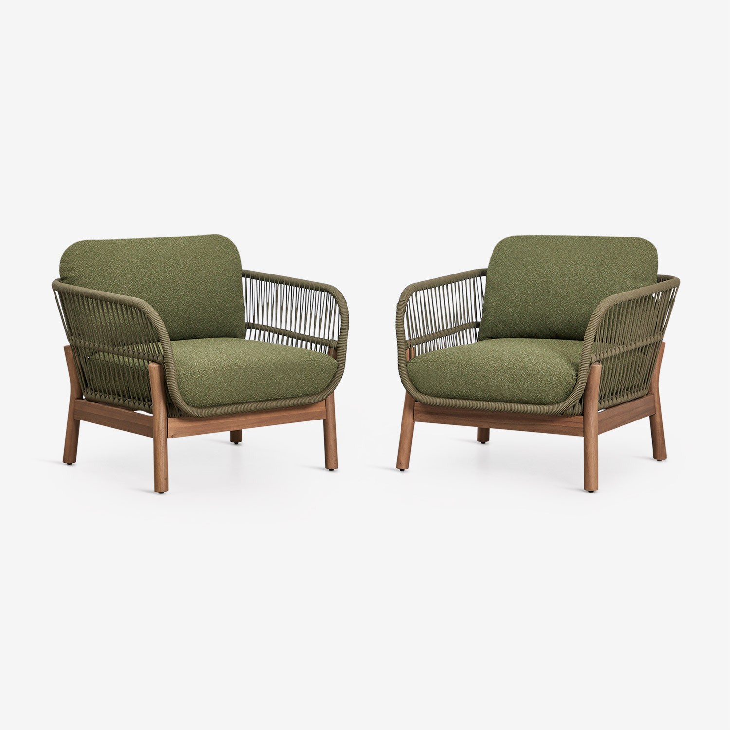 Pack De 2 Fauteuils En Bois D'Acacia Et Corde Tressée Karvia Sklum