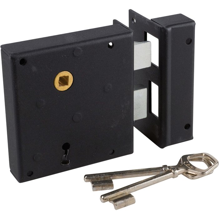 Jpm - Serrure En Applique Verticale Alsace Axe 65 Mm 1/2t Noire 2 Cles