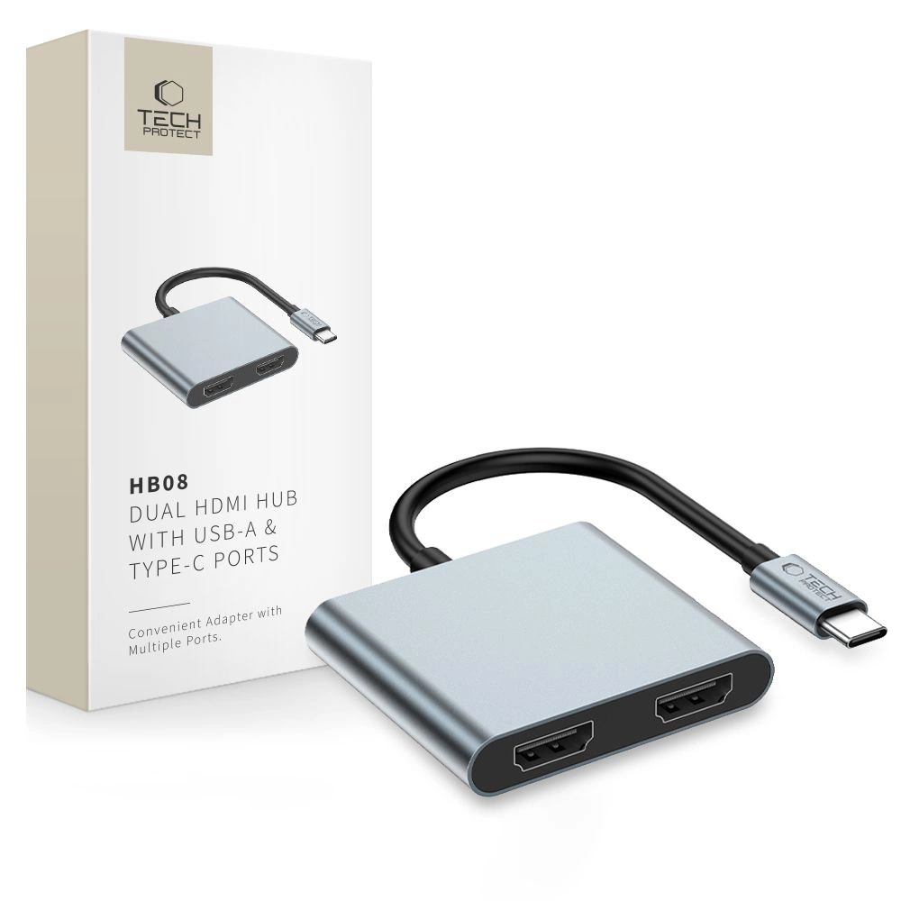 Tech-Protect HB08 (USB-C, 4 Ports), Dockingstation + USB Hub, Grau - Bild 4