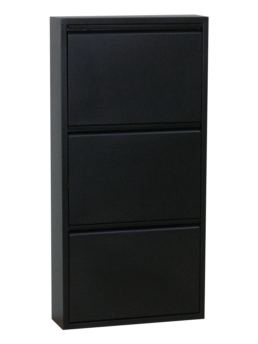 Ebuy24 – Armoire À Chaussures 3 Portes En Métal Noir – Meuble De