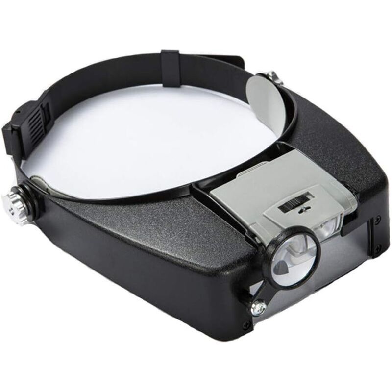 Loupe frontale à LED avec 4 lentilles interchangeables 1,5x à 10x, gris