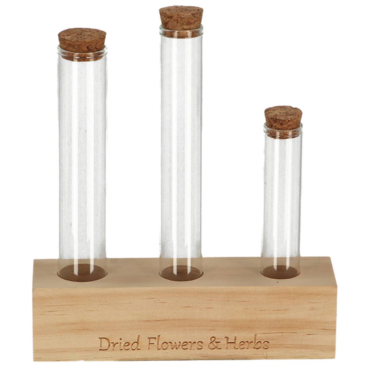 Esschert Design Transparent - Blumen- Und Kräuterreagenzglas Set M - Glas & Holz