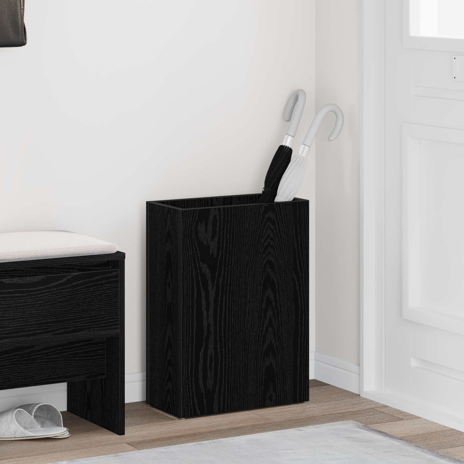 Umbrella Stand Black Oak 40 X 20 X 55.5 Cm Engineered Wood Vidaxl