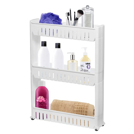 Springos Rollwagen Mobilregal 3 Ablagen Baderegal Standregal Ständer Waschmaschinenregal Badezimmer Bad Wc Allzweck Regal 70 X 54 X 12, 5 Cm Weiß