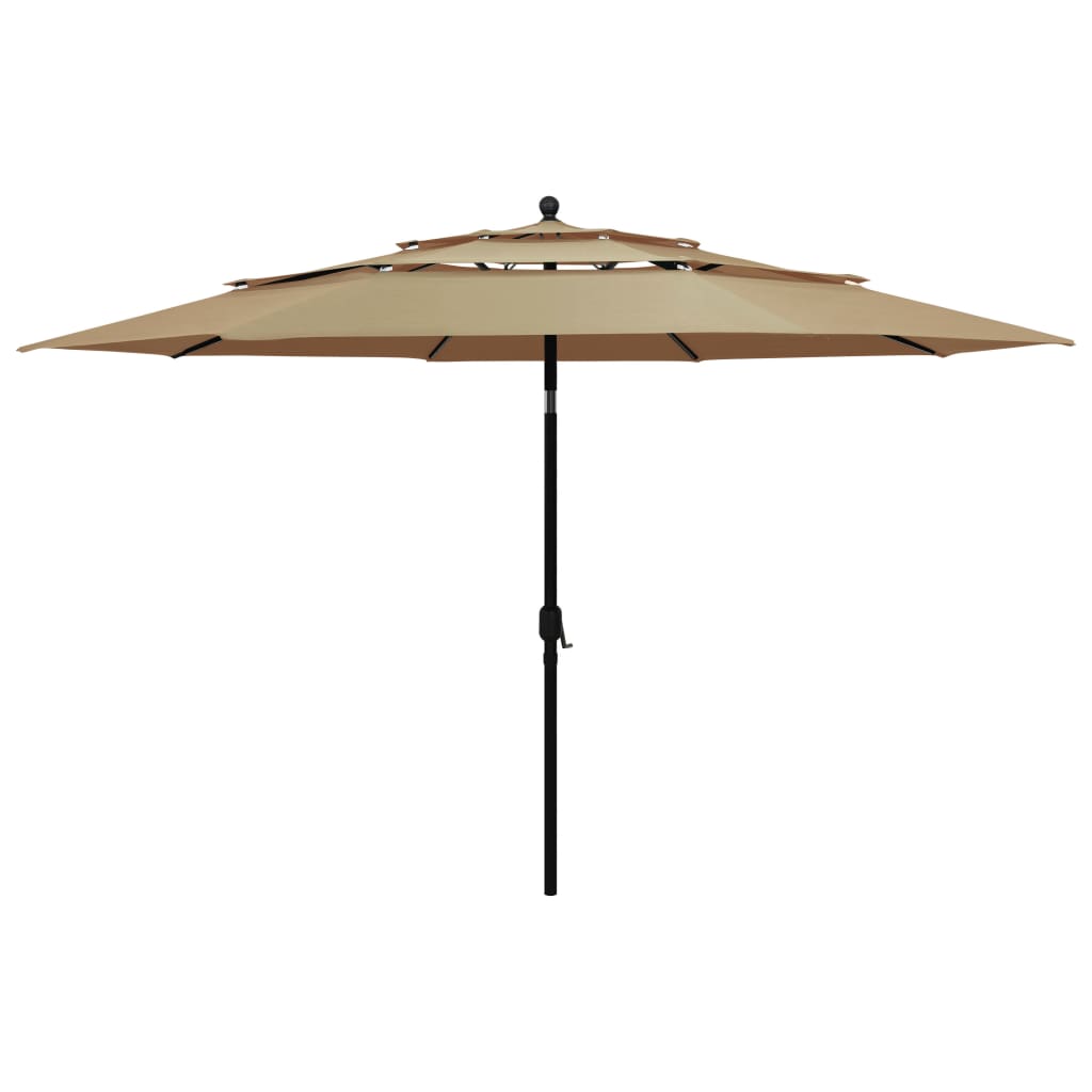 Parasol À 3 Niveaux Avec Mât En Aluminium Taupe 3,5 M