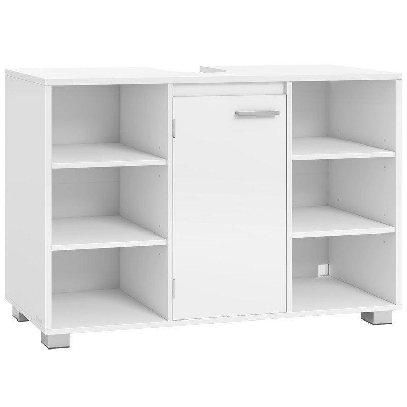 Vasagle - Meuble Sous Lavabo, Meuble De Salle De Bain, Armoire De Salle De Bain Avec Étagères Réglables, Pieds, 30 X 90 X 60 Cm, Blanc Nuage