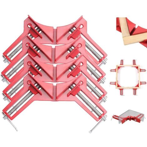 Pince d'angle à 90° en aluminium, mâchoire rotative, serrage 77 mm, lot de 4