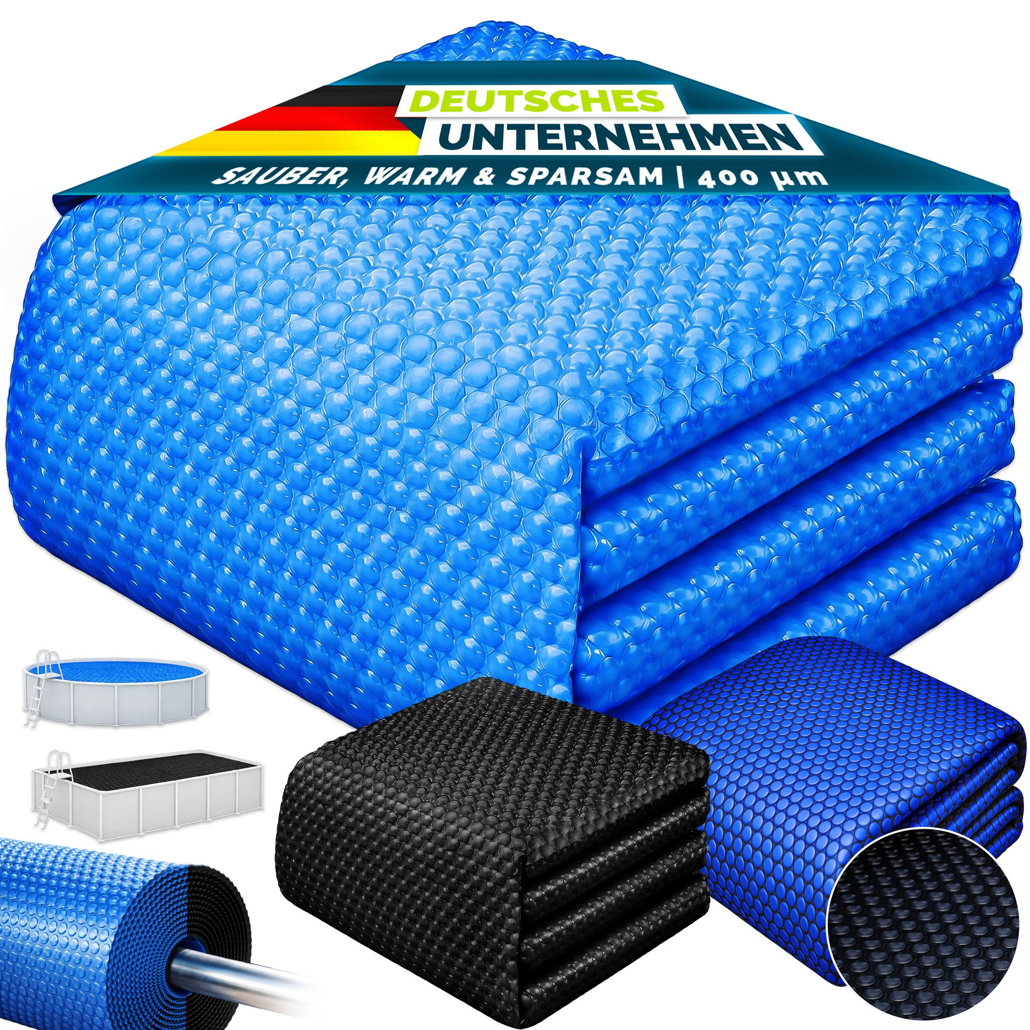 Tillvex® Premium Pool Solarabdeckplane 400 Μm Rund 400 Cm Solarfolie Wärmeplane Zuschneidbar Solarplane Solarabdeckung Poolheizung Poolsolarplane