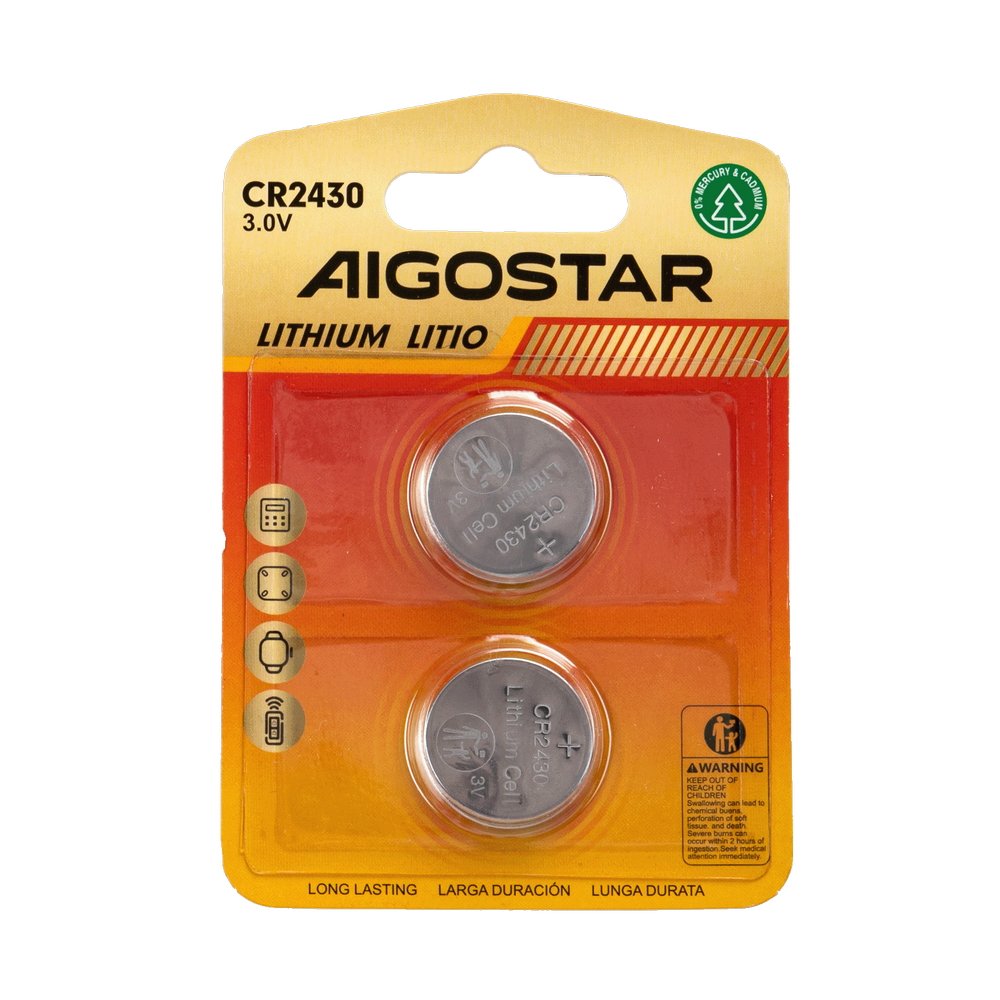 Batteria Bottone Aigostar 3v Cr2430 Litio Confezione Da 2 Pile AIGOSTAR