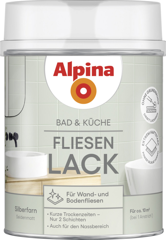 Alpina Fliesenlack Bad & Küche 2k Silberfarn 750 Ml