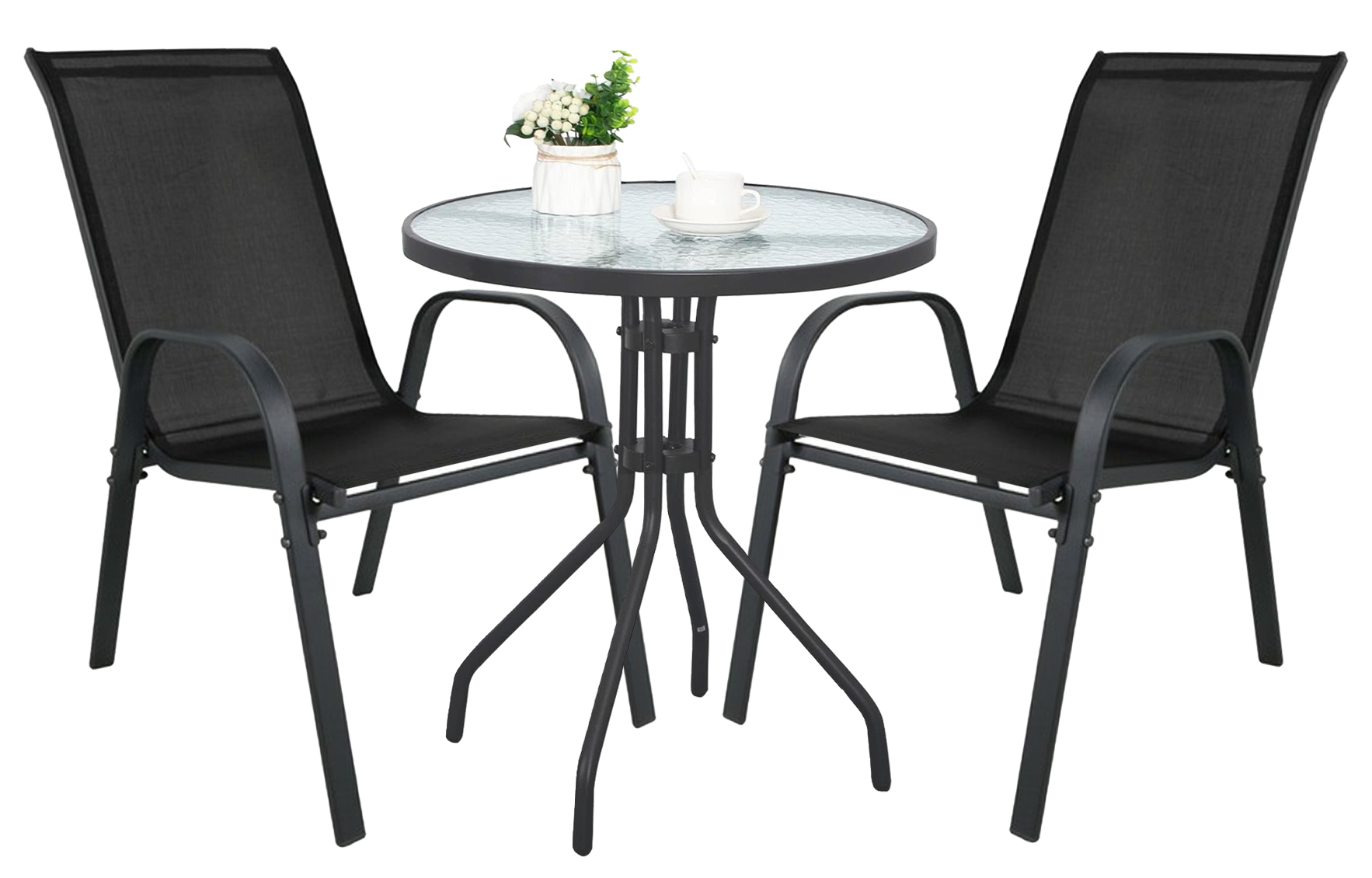 Akord – Ensemble Table Ronde Îlot 60 Cm Avec 2 Chaises Empilables