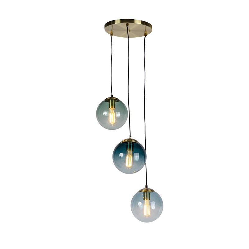 Pallon - Suspension - 3 Lumière - Ø 450 Mm - Doré/laiton - Art Deco
