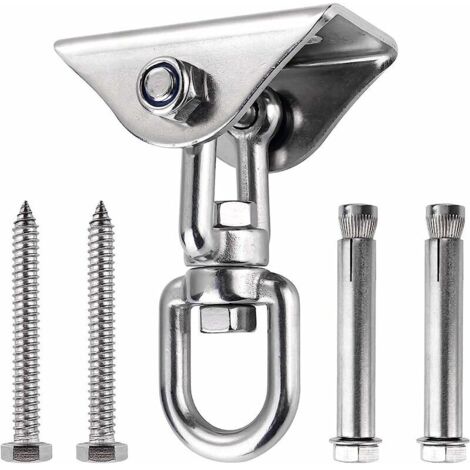 Crochet de suspension rotatif à 360° en acier inoxydable 304, charge 500 kg, pour béton et bois, lot de 4 vis