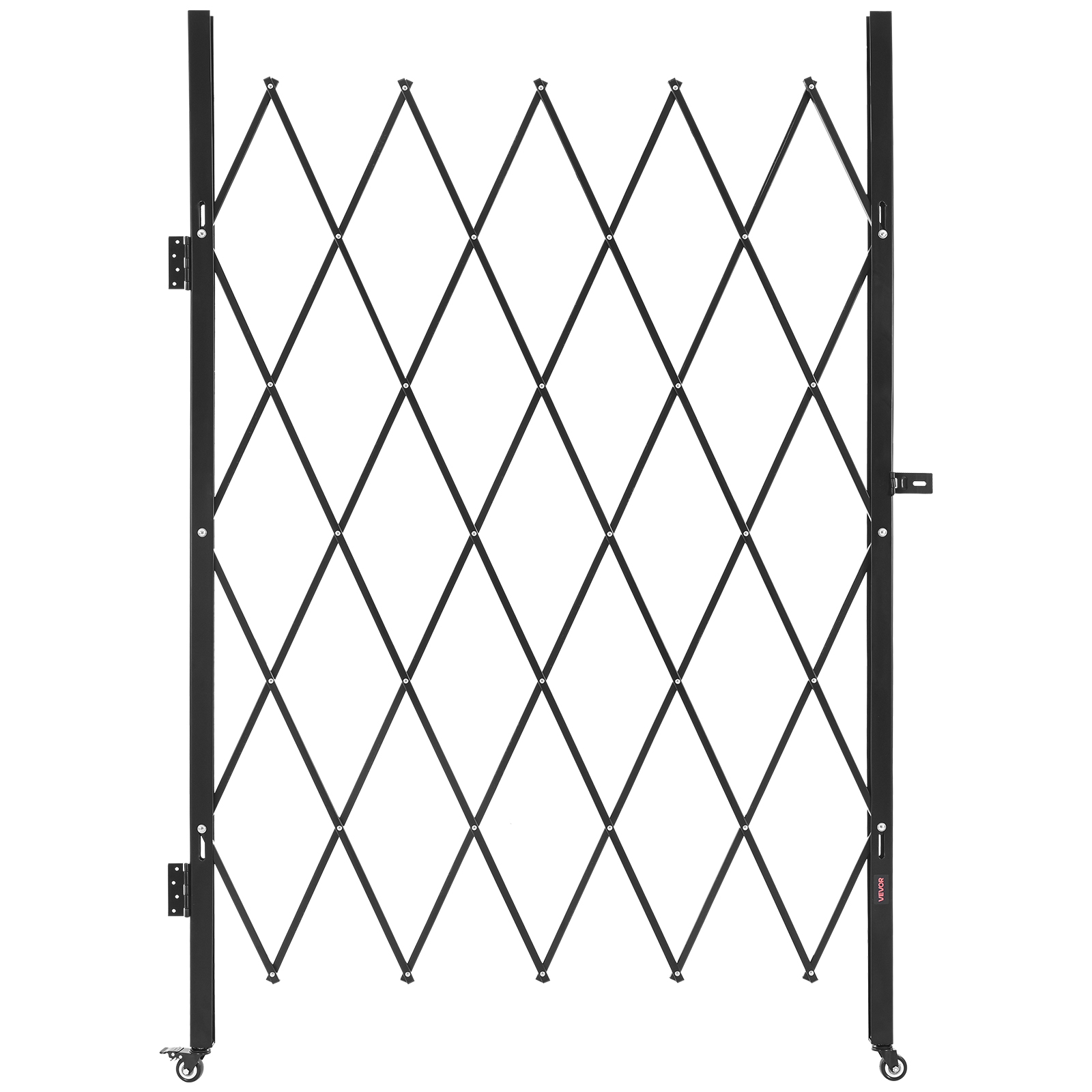 Vevor Single Folding Security Gate, Lockable Scissor Gate With 360° Swivel Casters, Outdoor Barricade Steel Retractable Gates, For Entry Security,