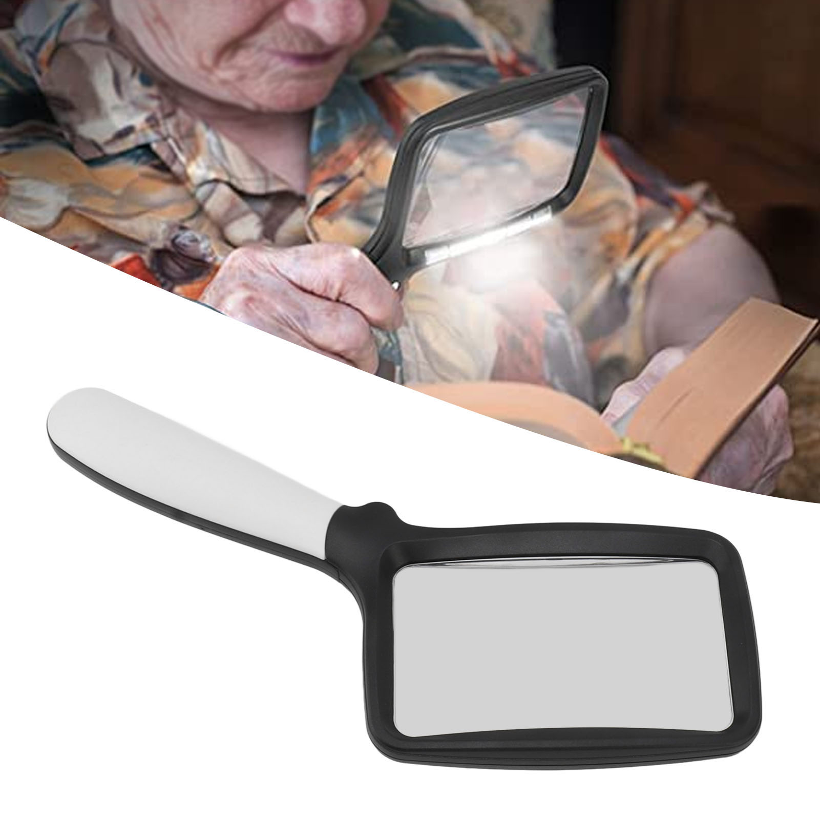 Loupe de poche pliable à poignée, grossissement 3x, 5 LED dimmables, écran rectangulaire