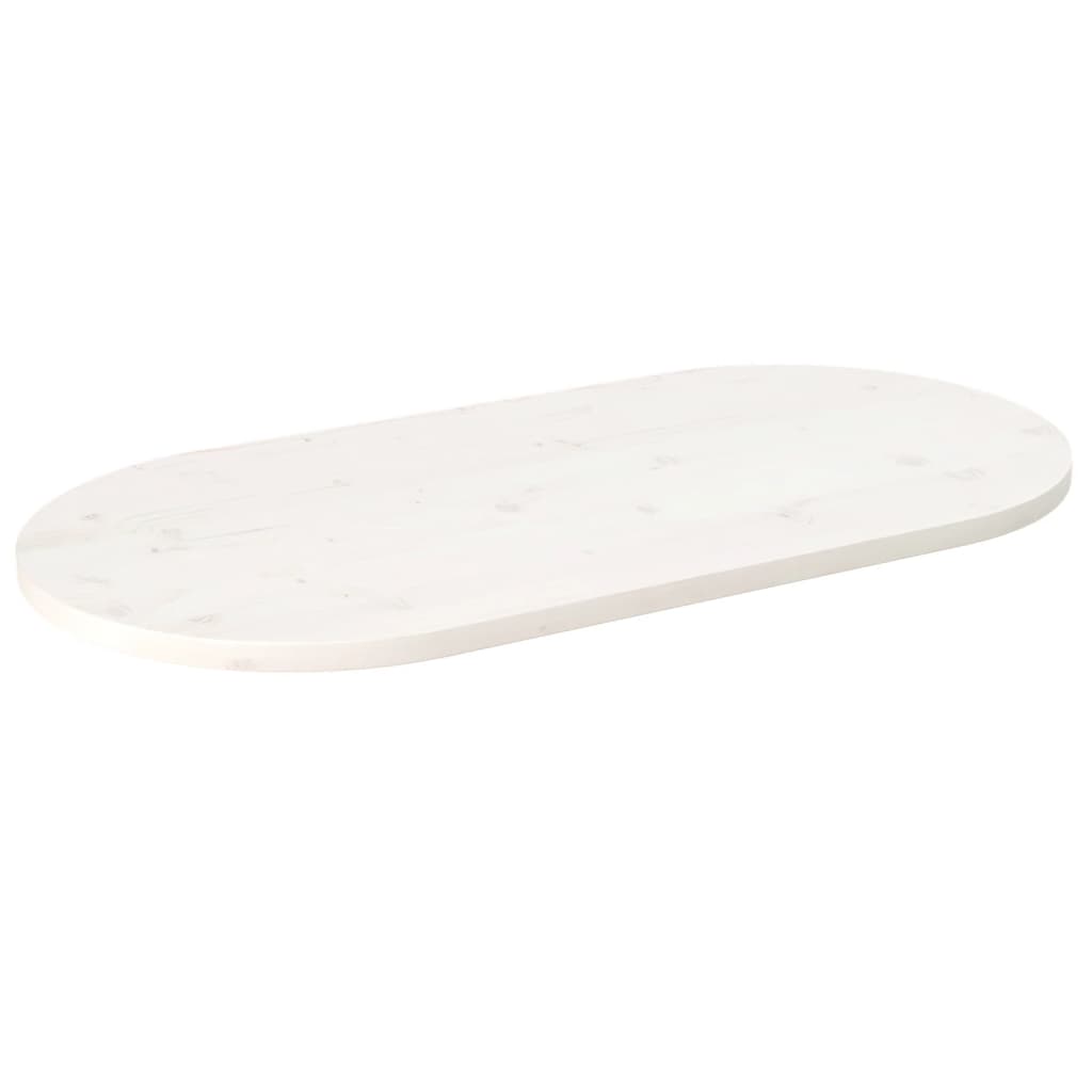Dessus De Table Blanc 110x55x2,5 Cm Bois De Pin Massif Ovale