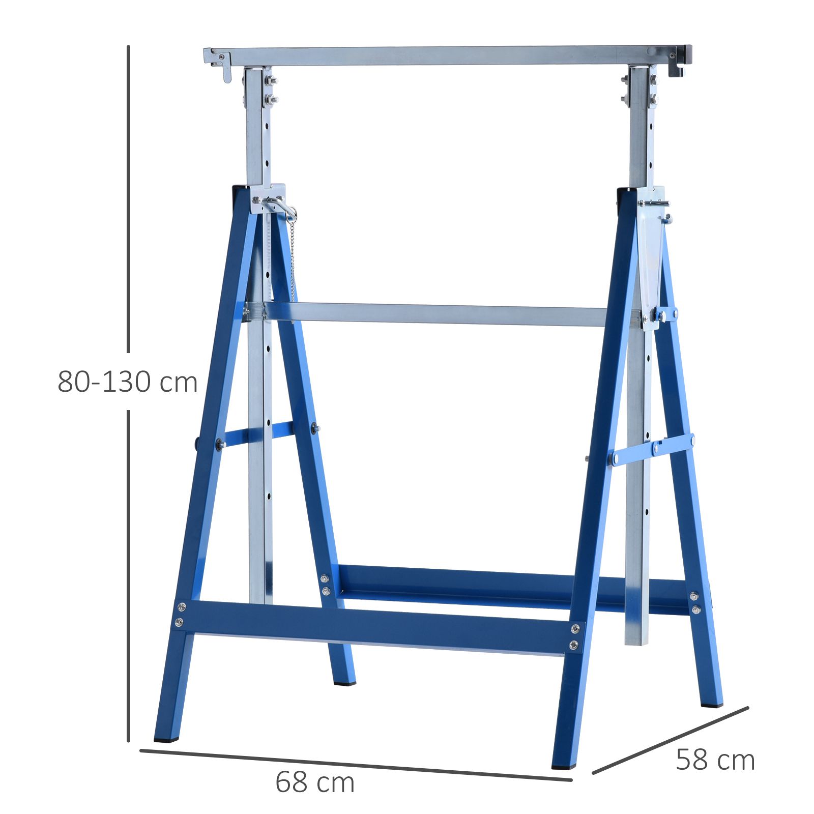 Tréteaux pliables en acier à hauteur réglable 80-130 cm, charge 200 kg, lot de 2