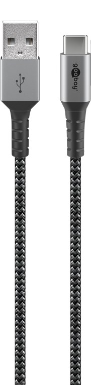 USB-C ™ zu USB-A Kabel Textil mit 1m Metallstecker 49296 - Bild 6