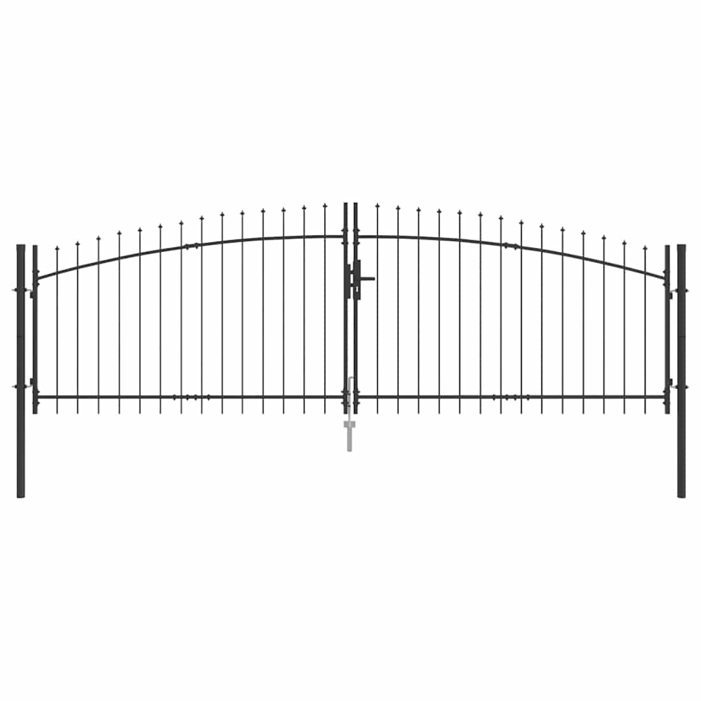 Garden Gate With Lock Grey 150 X 400 Cm Steel Vidaxl