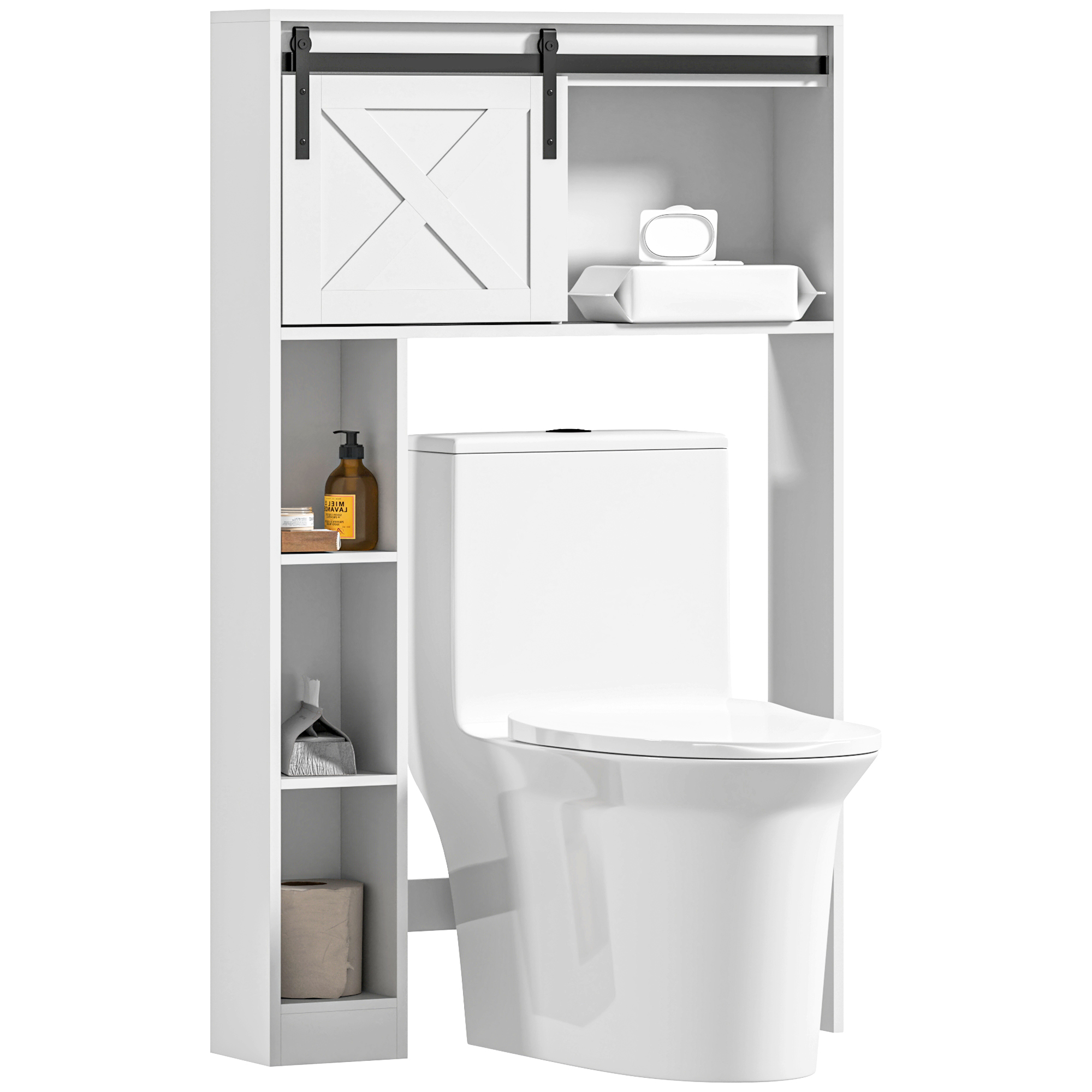 Homcom - Meuble Wc Dessus De Toilette Meuble Toilettes - Porte