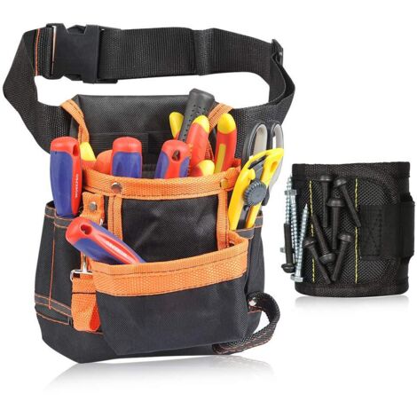 Ceinture porte-outils réglable en Oxford 600D étanche, 26 x 21,5 cm, charge 10 kg, avec bracelet magnétique, lot de 1