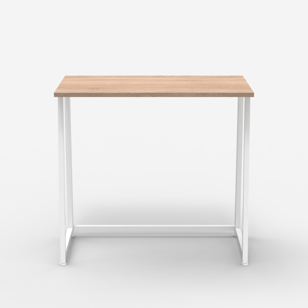 Bureau Pliant Blanc Et Bois Gain De Place 80x45x75 Wolly W